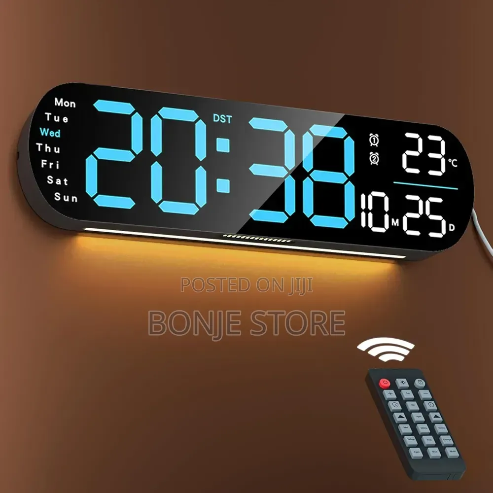 Led Wall Clock With Light Color Changing Temperature Remote Control