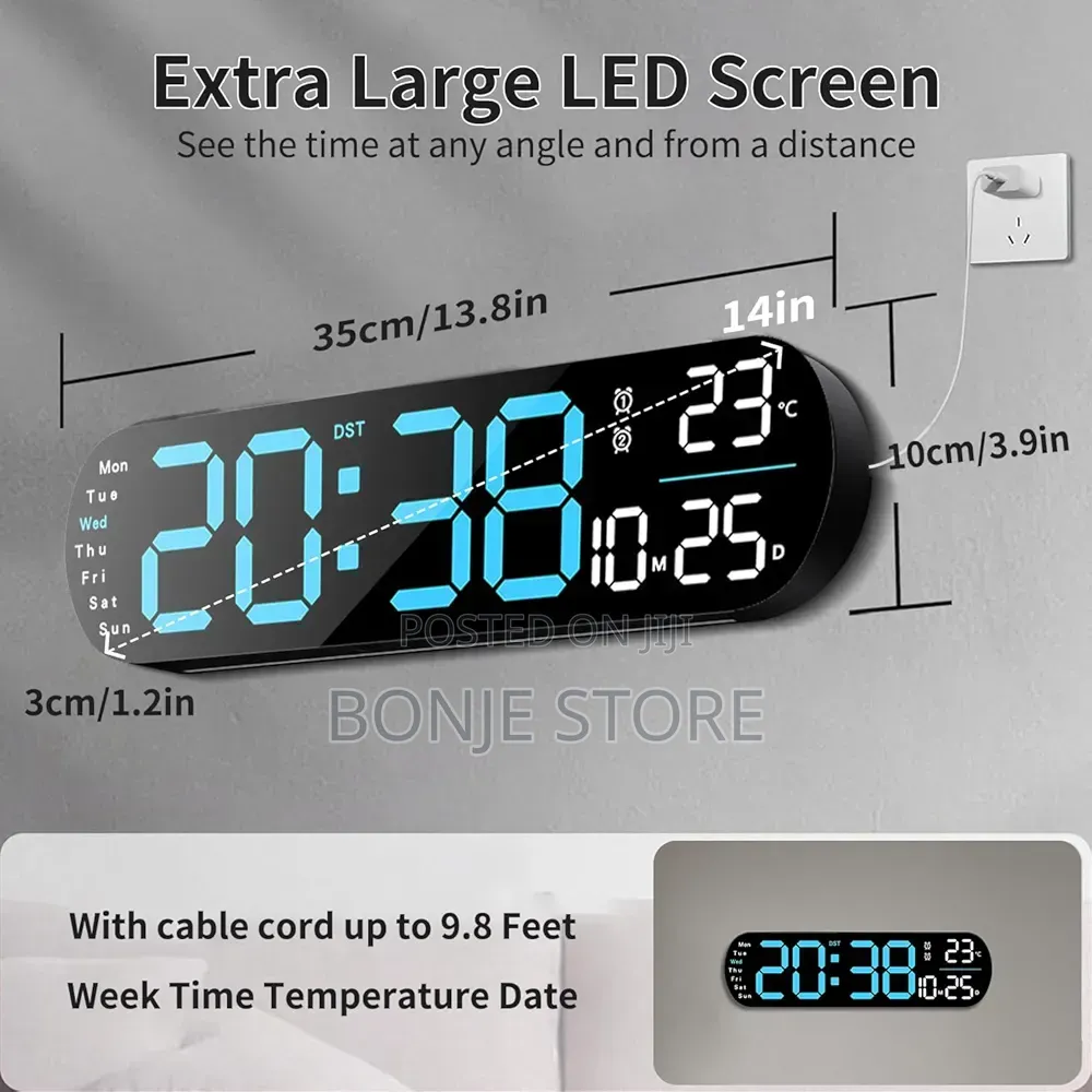 Led Wall Clock With Light Color Changing Temperature Remote Control