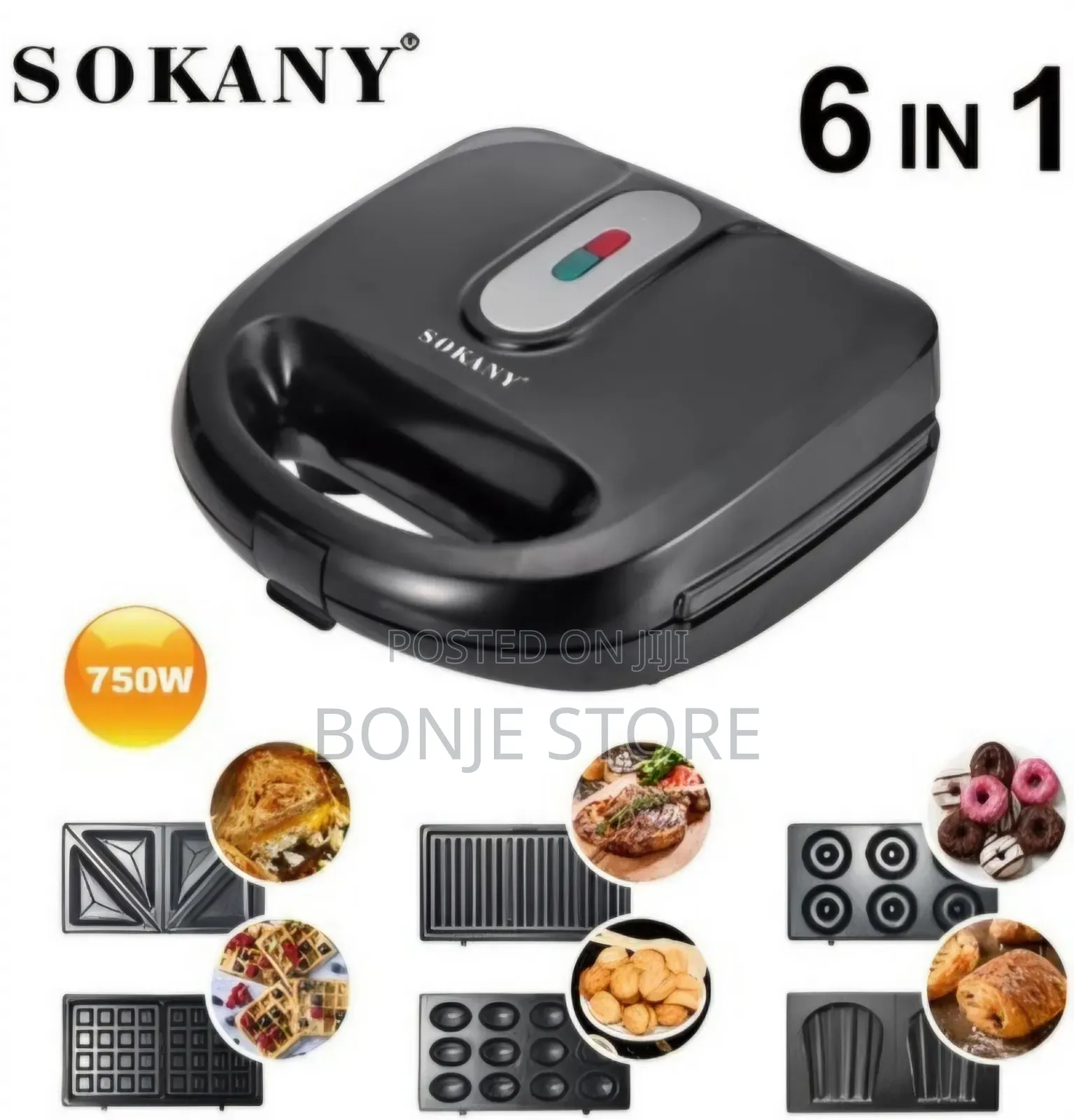 Sokany 6in1 Sandwich Maker, Grill , Waffle Maker, Donut