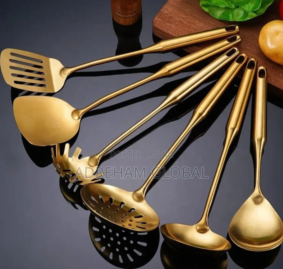 Quality Stainless Steel Gold Single Cooking Spoon