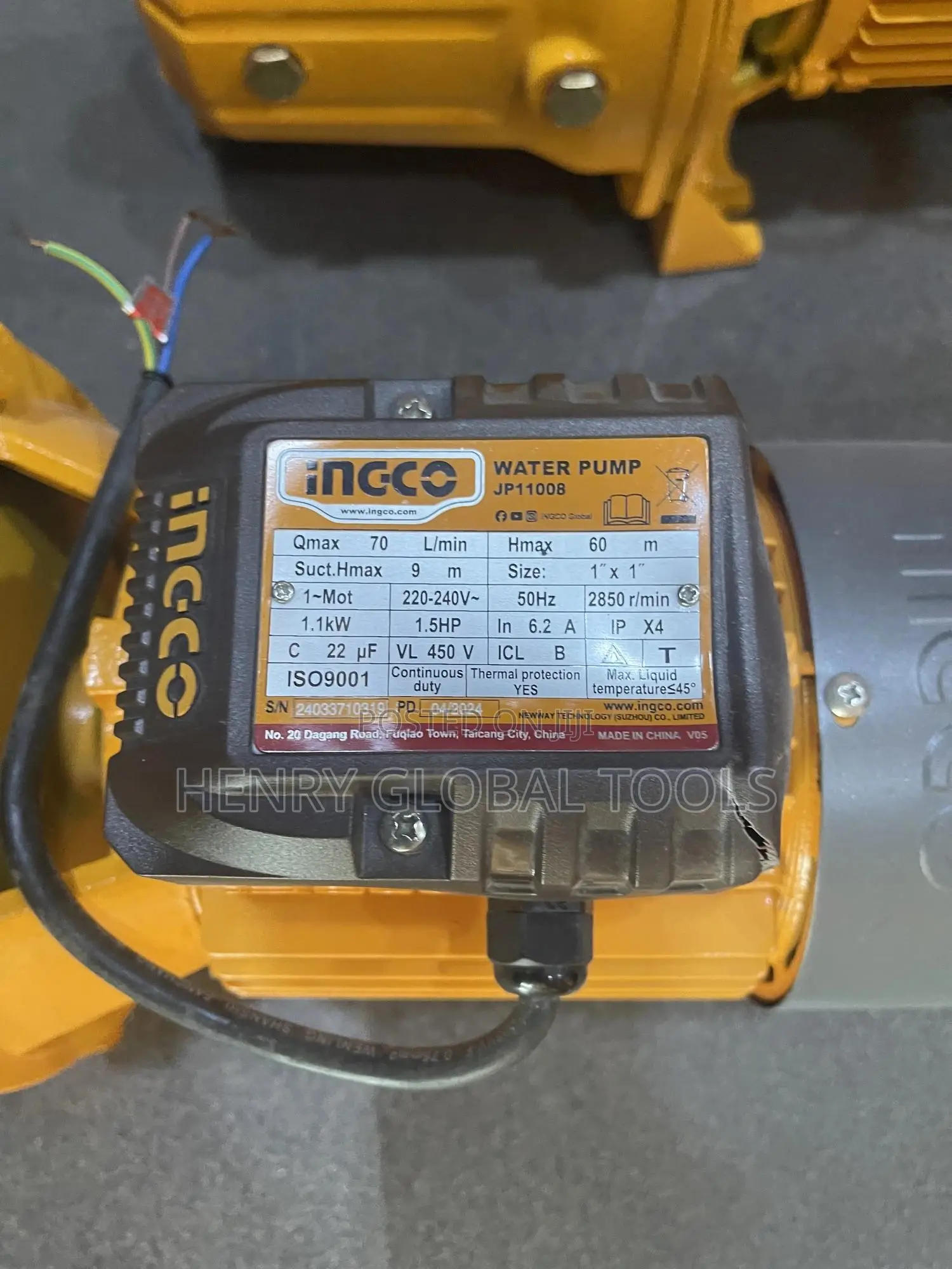 1100w 1.0hp Ingco Surface Water Pump Machine