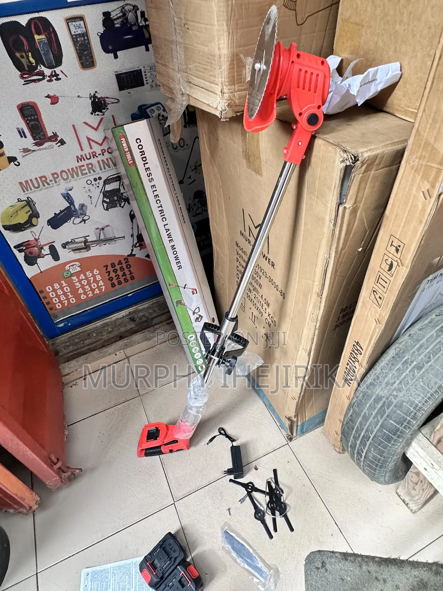 Cordless Electric Grass Cutter With Two Batteries