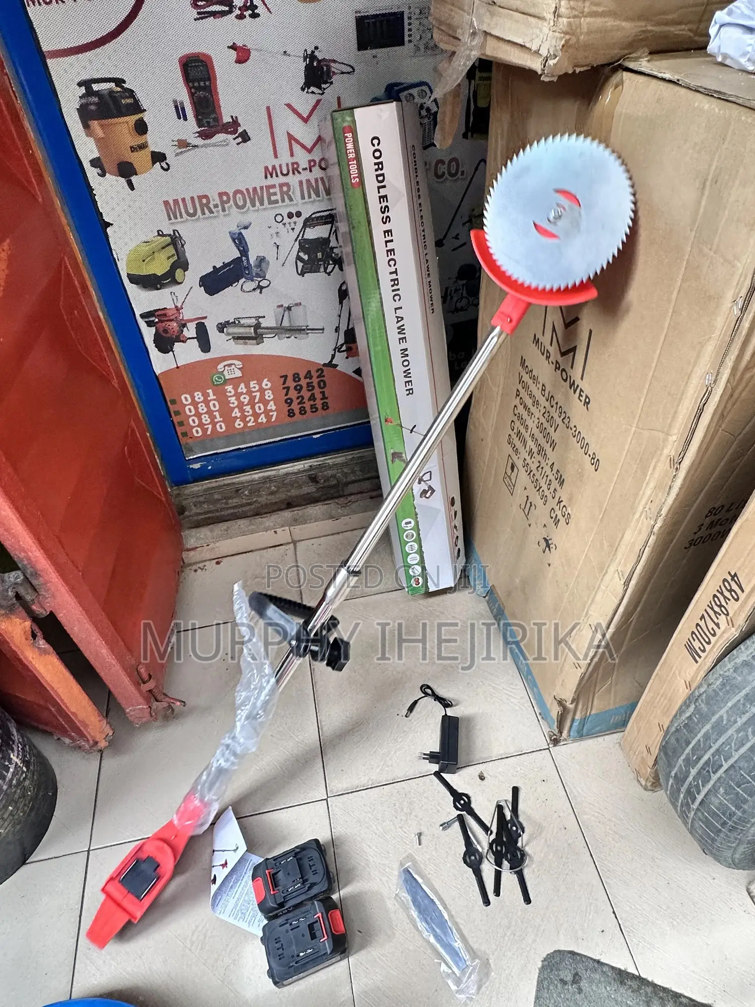 Cordless Electric Grass Cutter With Two Batteries