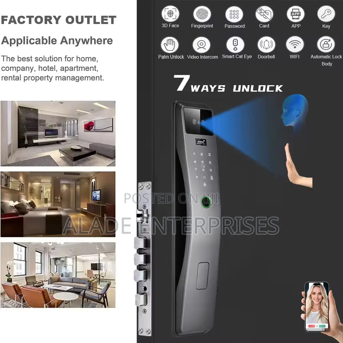 Palm 3d Face Recognition Smart Lock With Camera 2 Way Audio Tuya