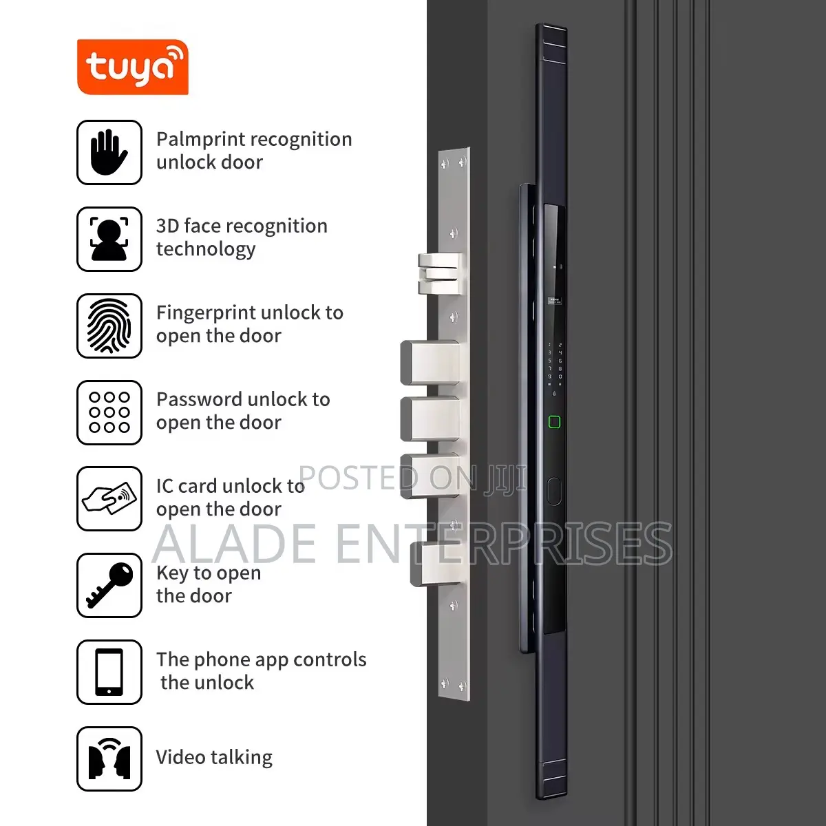 3d Latest Long Ip67 Waterproof Smart Door Lock Palm Biometric Tuya App