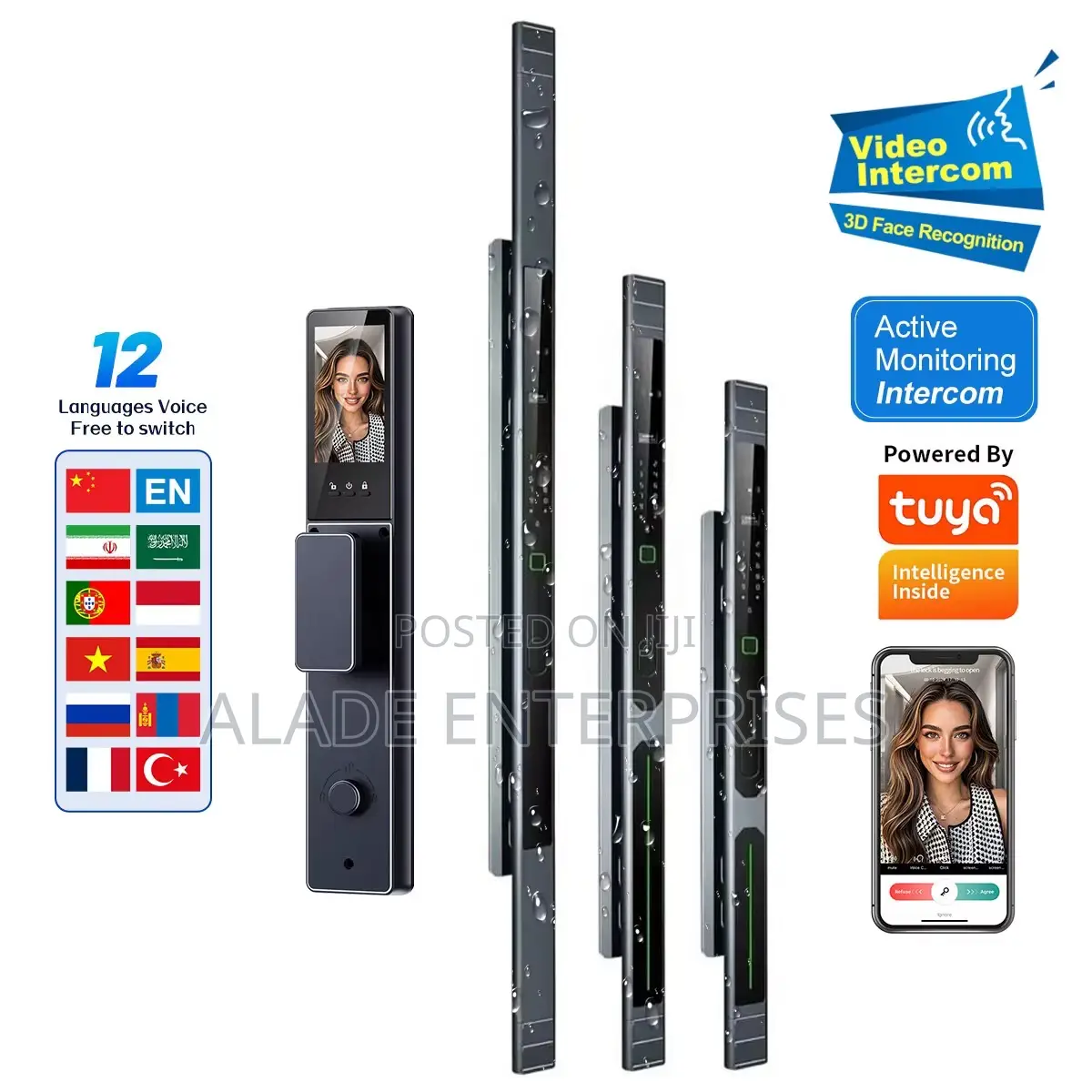 3d Latest Long Ip67 Waterproof Smart Door Lock Palm Biometric Tuya App