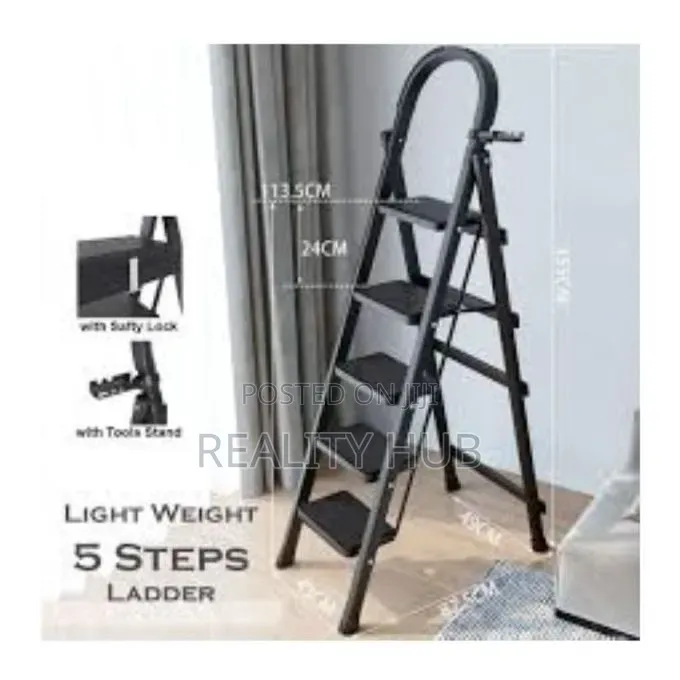 Tek 5 Step Ladder With Wide Non-slip Pedal And Comfort Handgrip