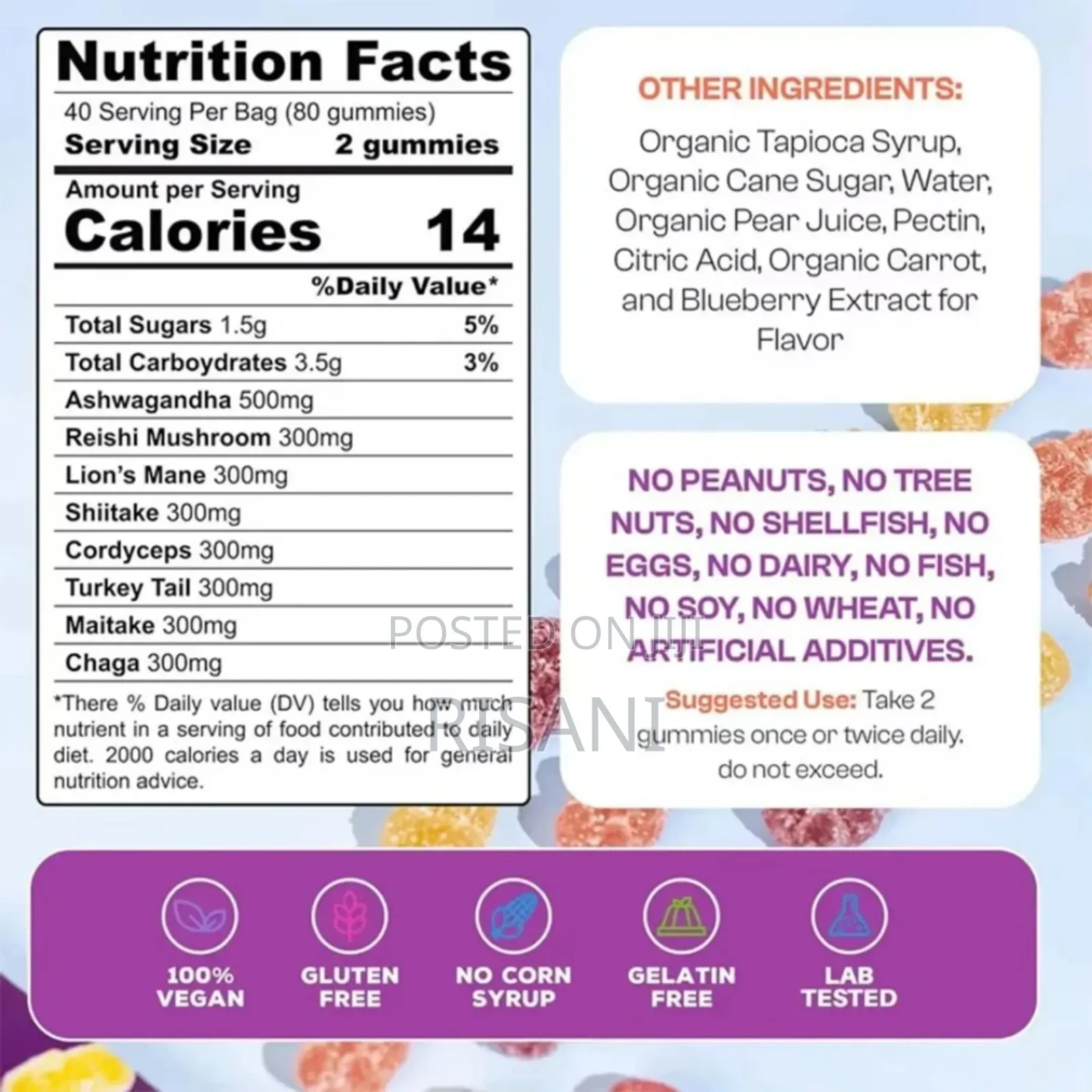 Mushroom Complex Gummies With Ashwghandha for Overall Well Being