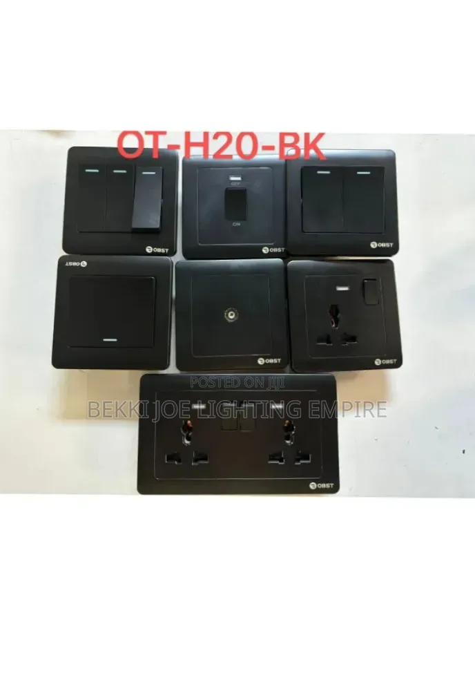 Short Button Black Switch and Socket