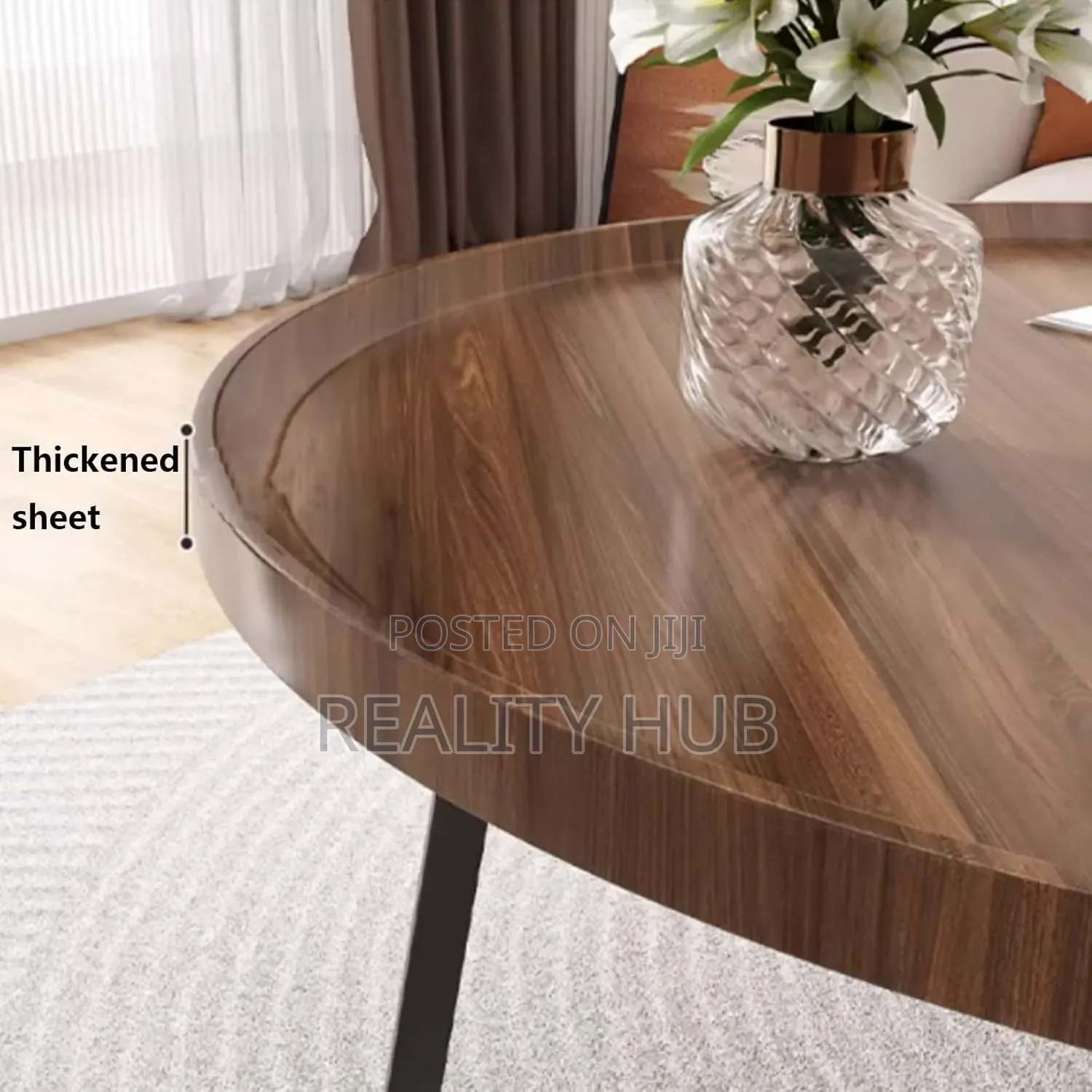 Round Industrial Coffee Table - (Color : Walnut, Size : 1set 80+60