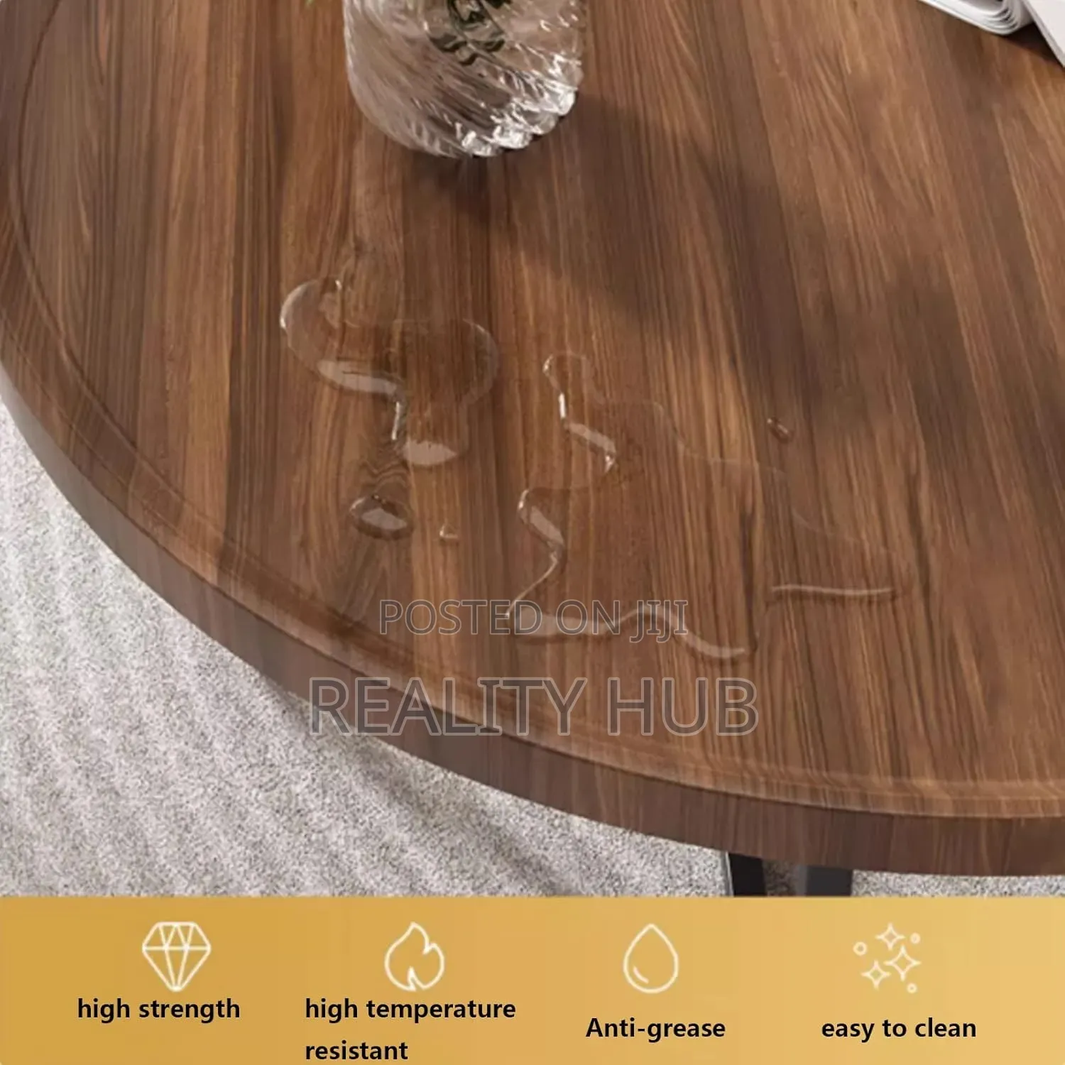 Round Industrial Coffee Table - (Color : Walnut, Size : 1set 80+60