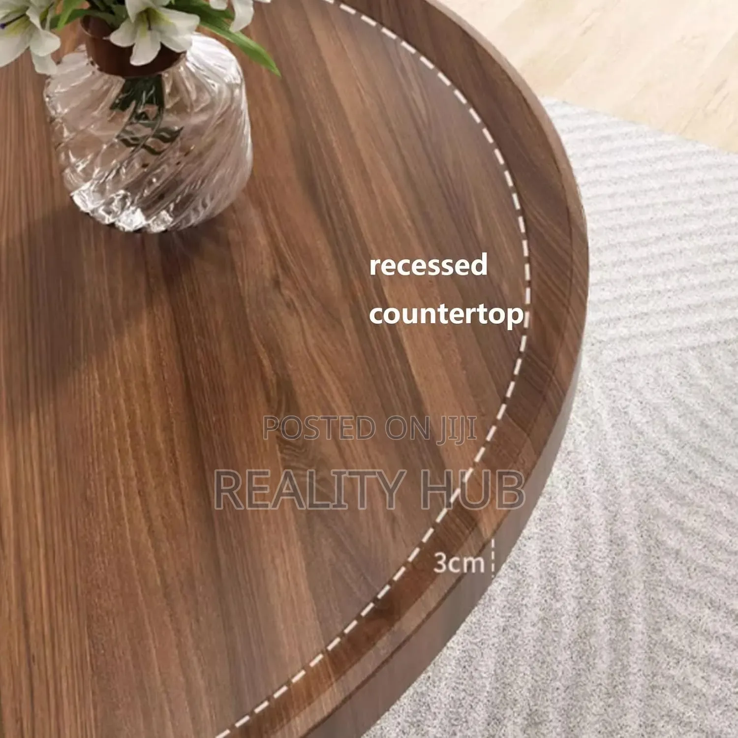 Round Industrial Coffee Table - (Color : Walnut, Size : 1set 80+60
