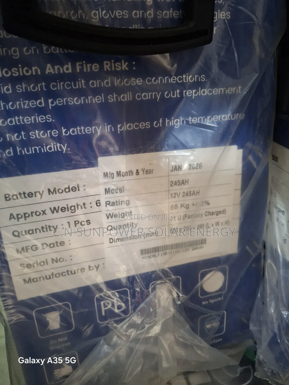 245ahs/12v Gitto Tubular Battery