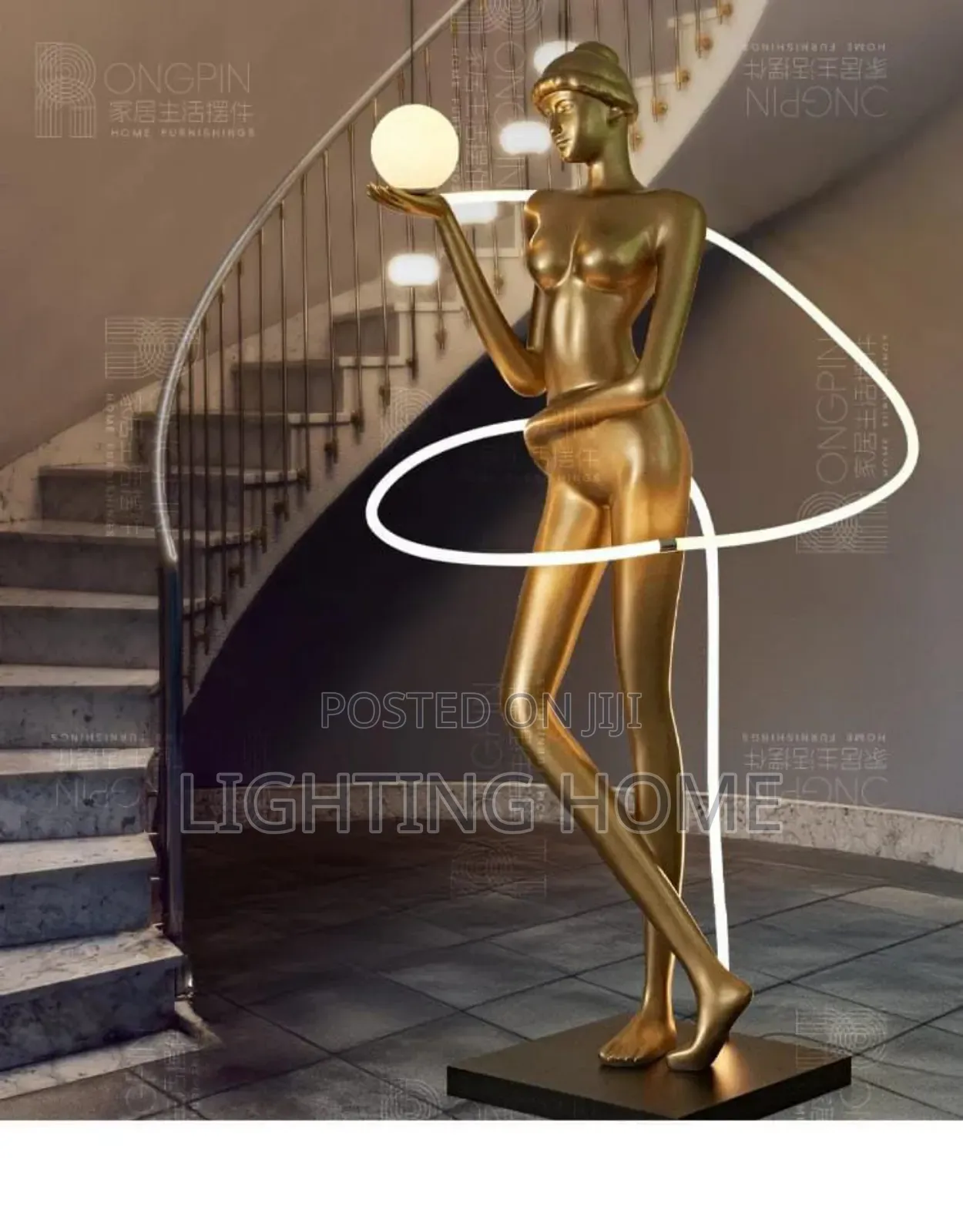 Gold Body Led Standing Humanoid Floor Light