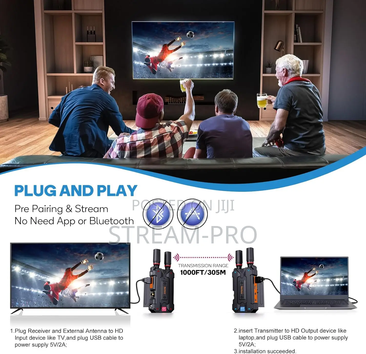 Wireless Video Transmitter And Receiver Sdi Hdmi Input ,1000ft 4k30