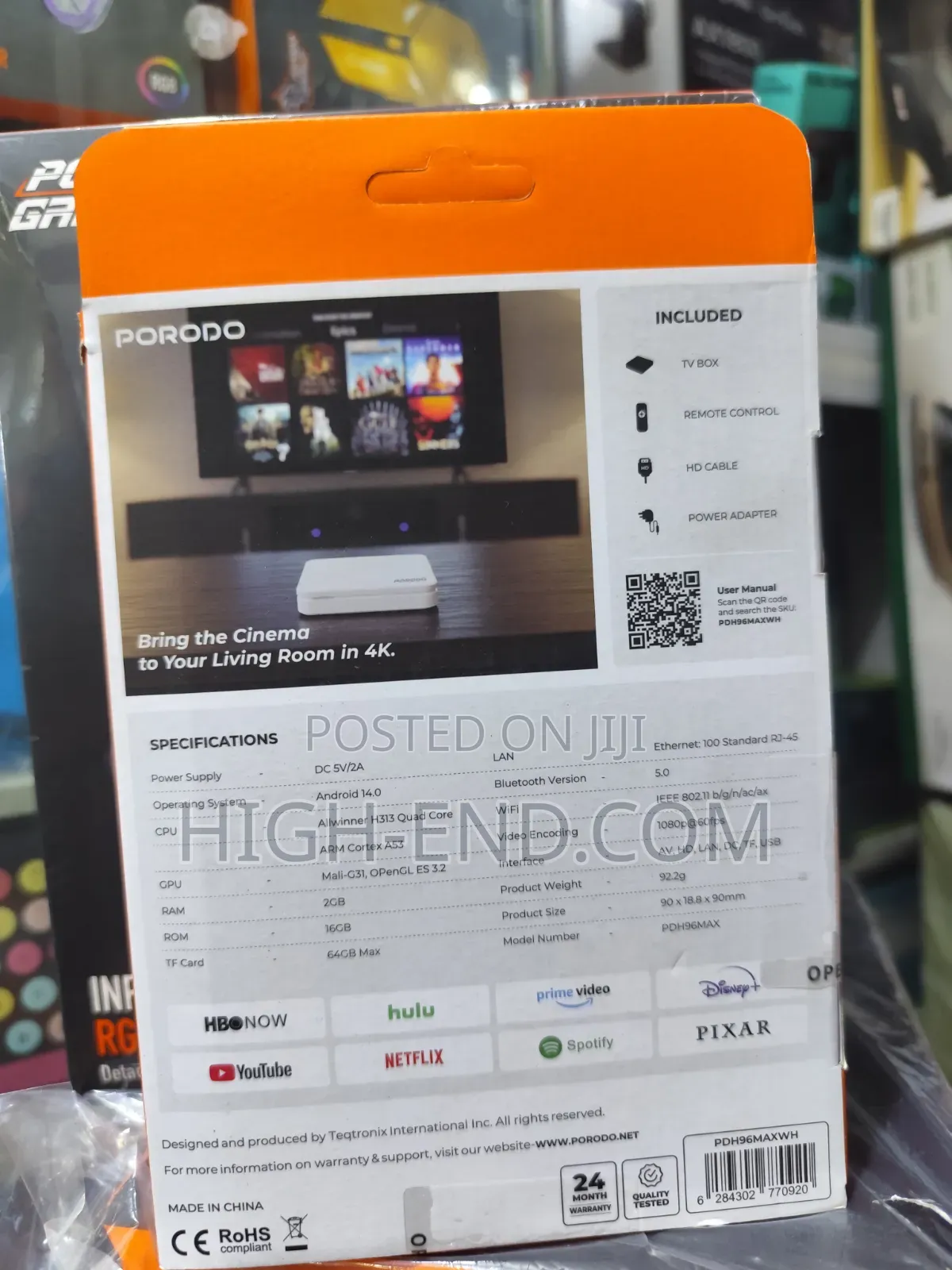 Porodo Echobox Android Tv Box Ultra Hd Streaming
