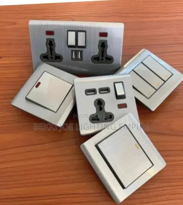 Ash Color Metal Switch And Socket