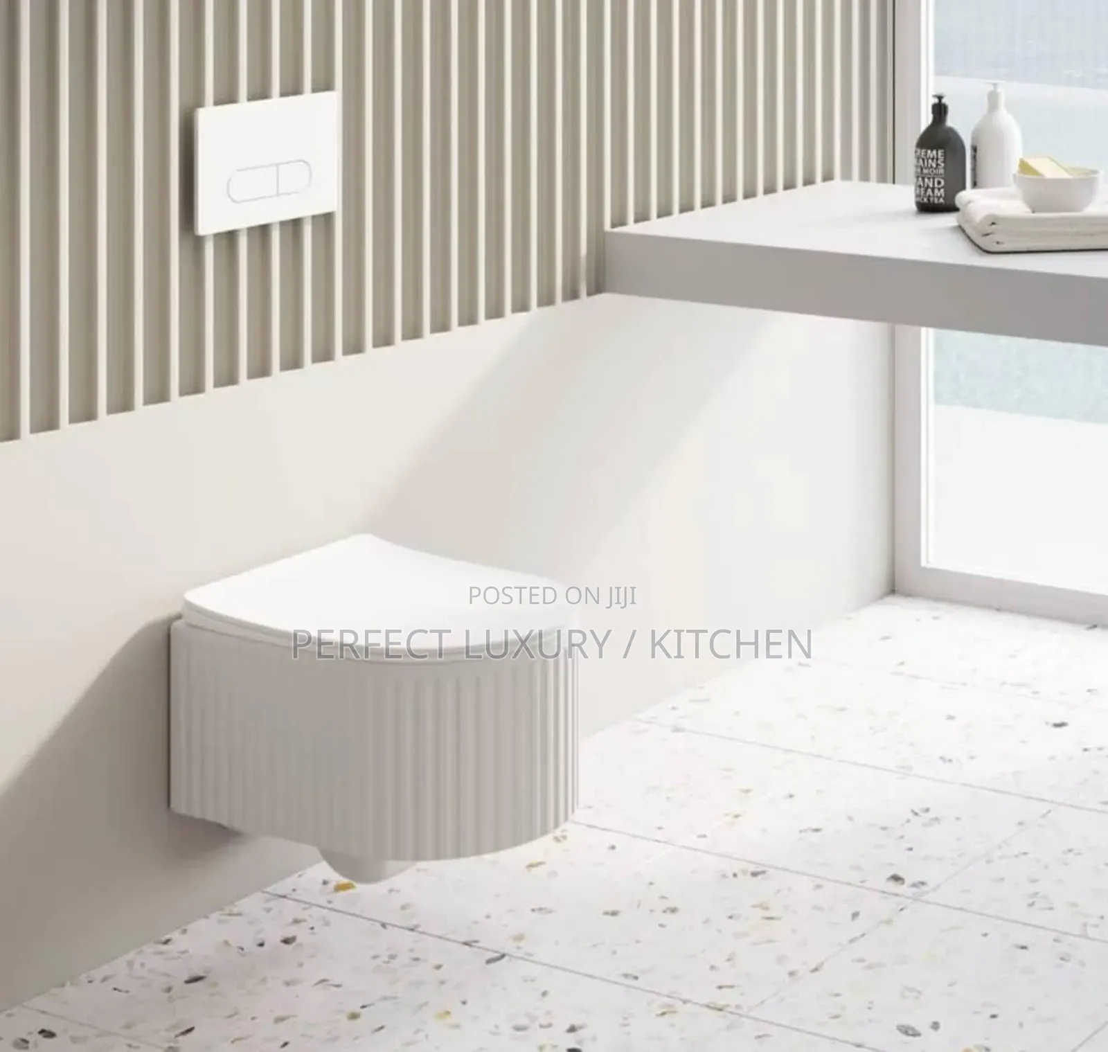 White Lined Wall Mount Concealed W C Water Closet 
