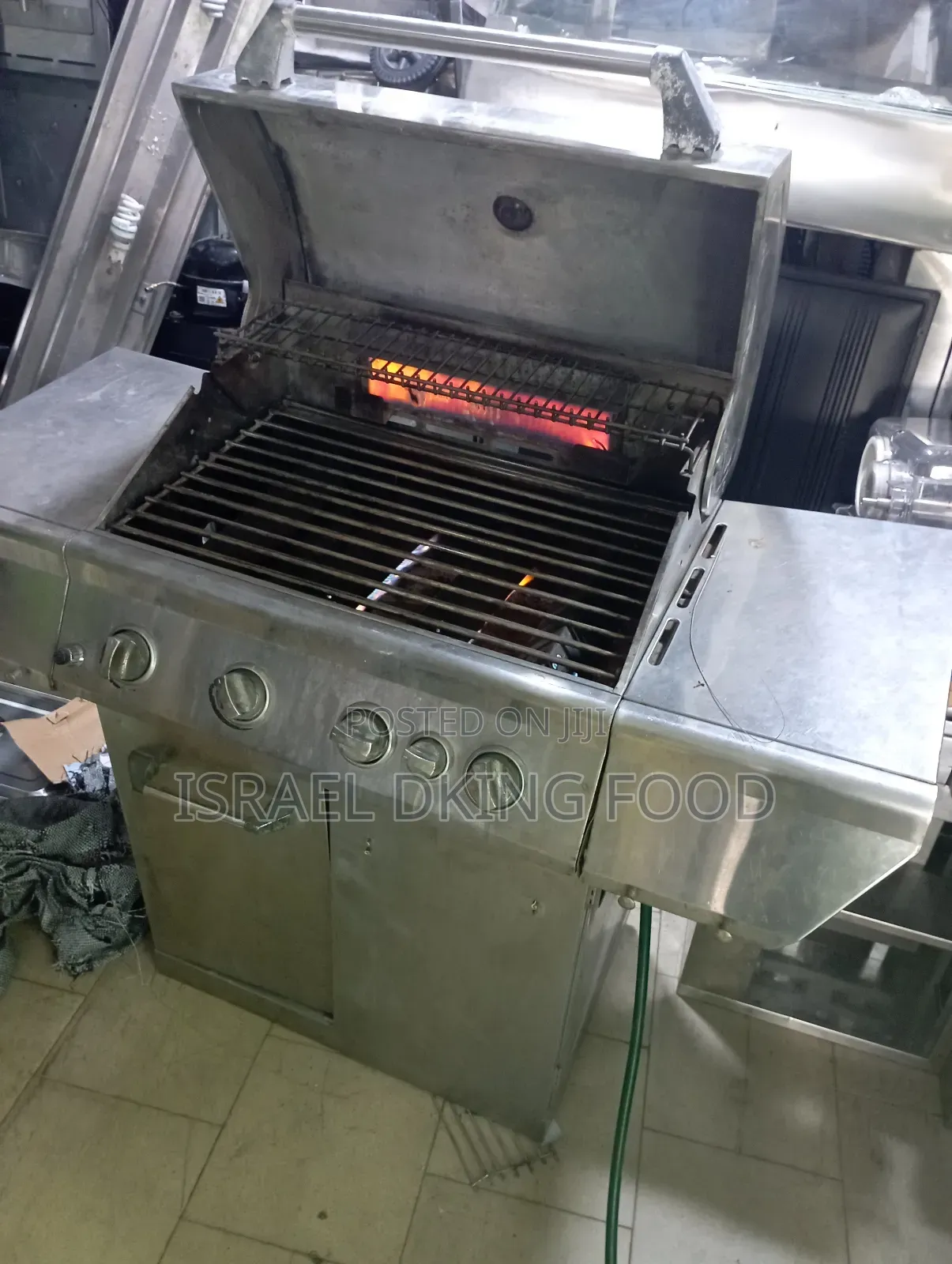 Industrial Pure Stainless 4burner Barbecue Machine With Cabinet