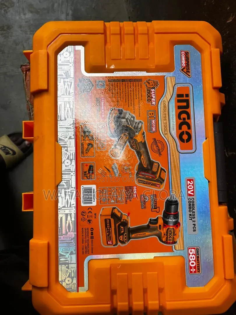 Ingco 20v Cordless Drill Grinder Combo Kit 2 Batteries