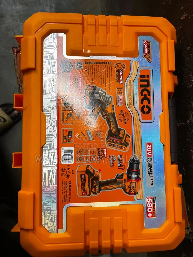 Ingco 20v Cordless Drill Grinder Combo Kit 2 Batteries