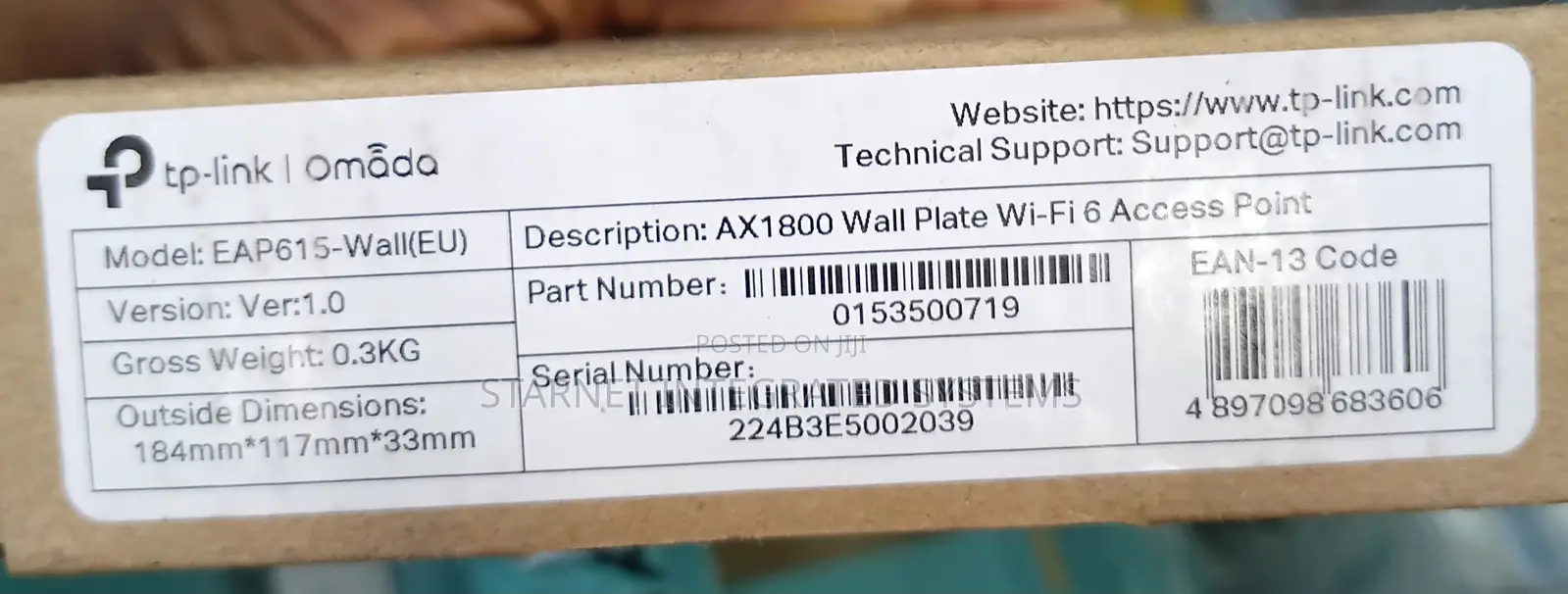 Tp-Link Omada Ax1800 Wall Plate Wifi 6 Access Point Eap615-Wall
