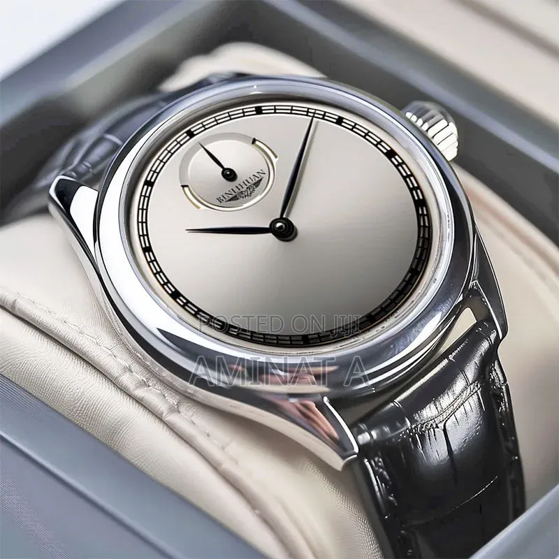 Leather Strap Unique Men’S Wrist Watch With Case (White Face)
