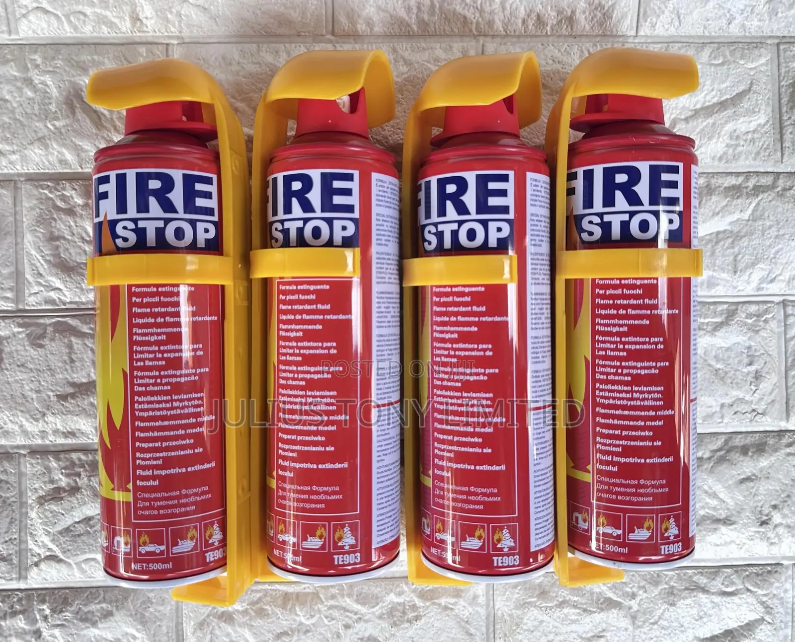 Four Compact 500ml “Fire Stop” Fire Extinguishers