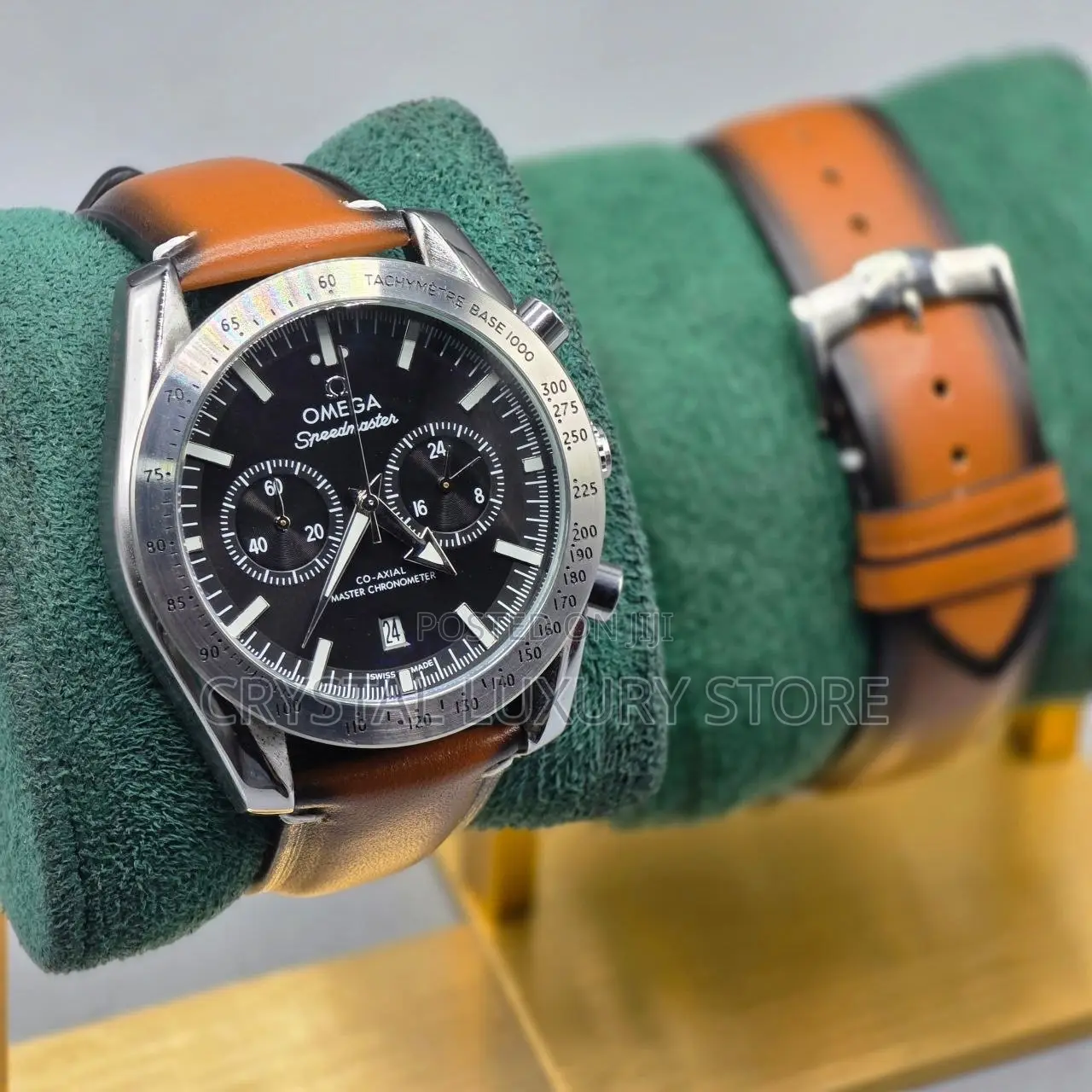 Omega Quality Luxury Men Genuine Leather Wristwatch