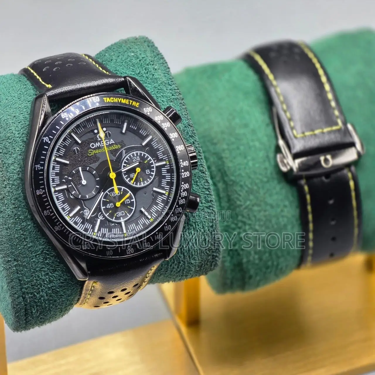 Omega Quality Luxury Men Genuine Leather Wristwatch