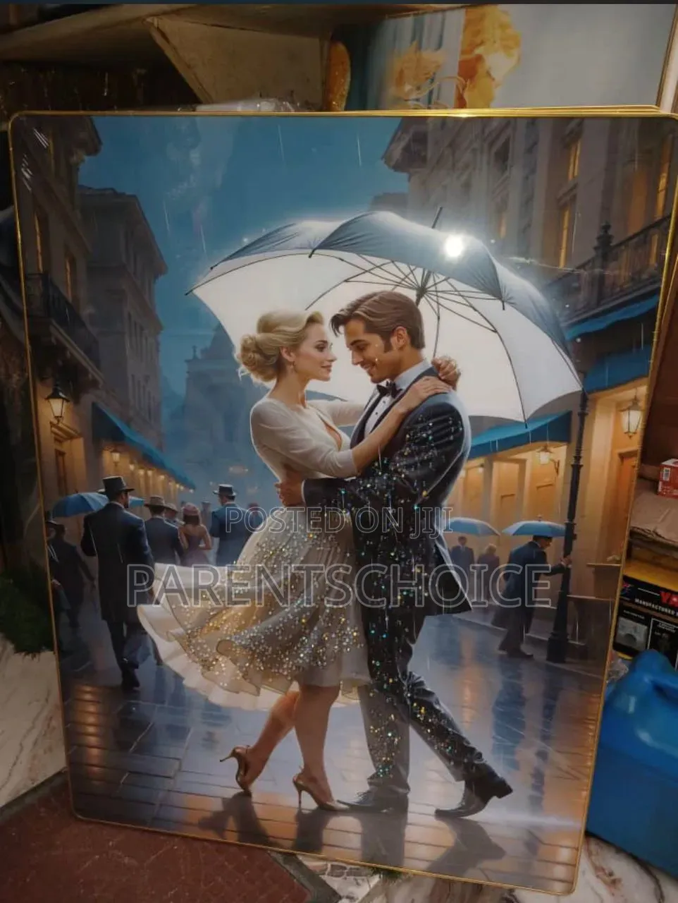 Majestic White Horse /Couple Dancing in the Rain Frame 60 X 80
