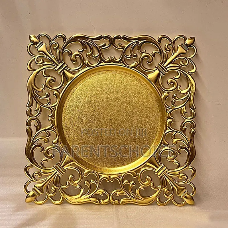 Wedding Decoration Serving Dishes Gold Square Charger Plate 50pcs