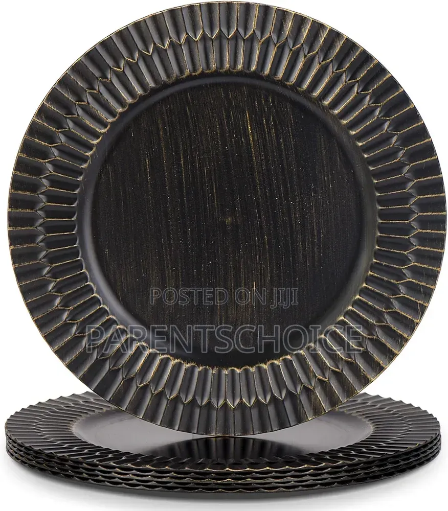 13" Black Chargers for Dinner Plates, Decorative Charger Plates- 50pcs