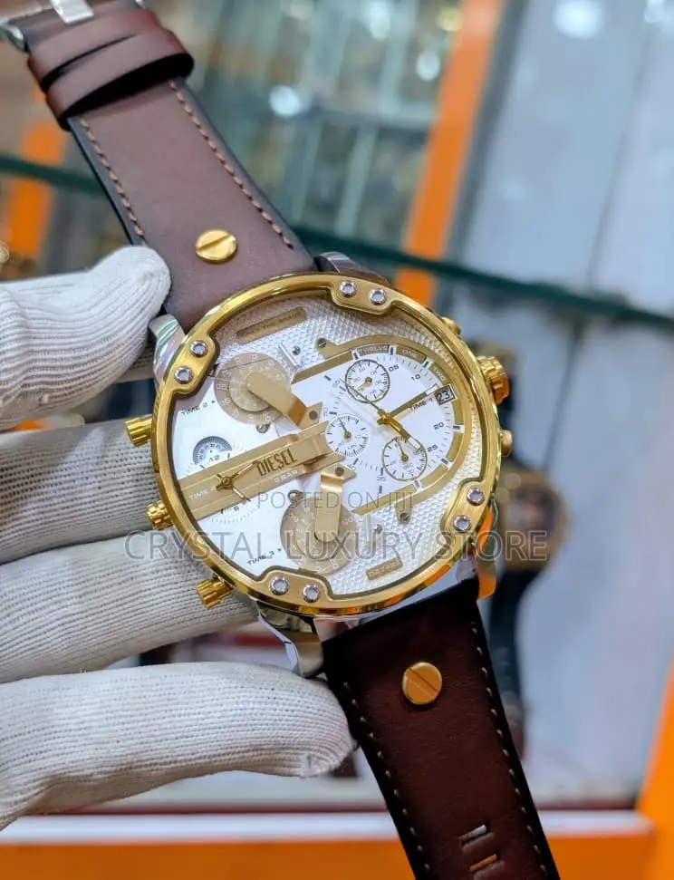 Diesel Quality Luxury Men Chronograph Genuine Leather Wristwatch