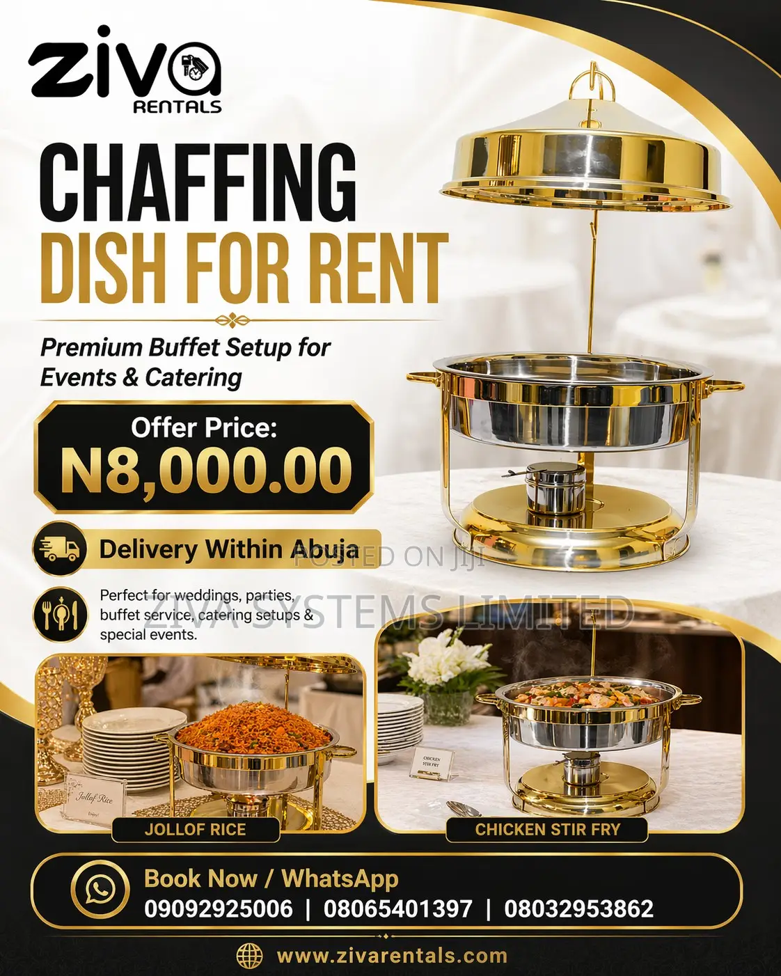 Gold Chaffing Dish for Rent