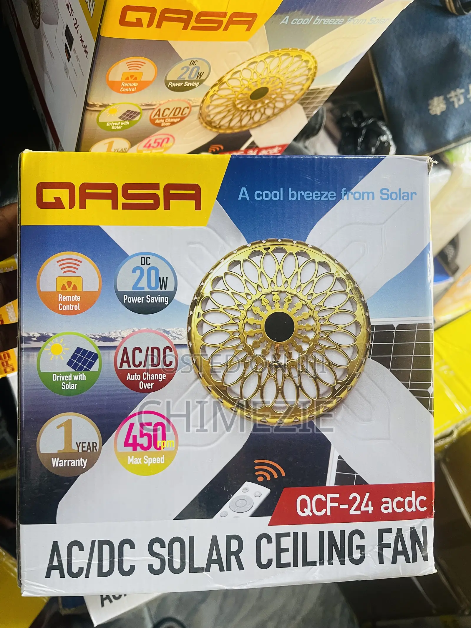 Qasa 24-Inch Ac/Dc Solar Ceiling Fan