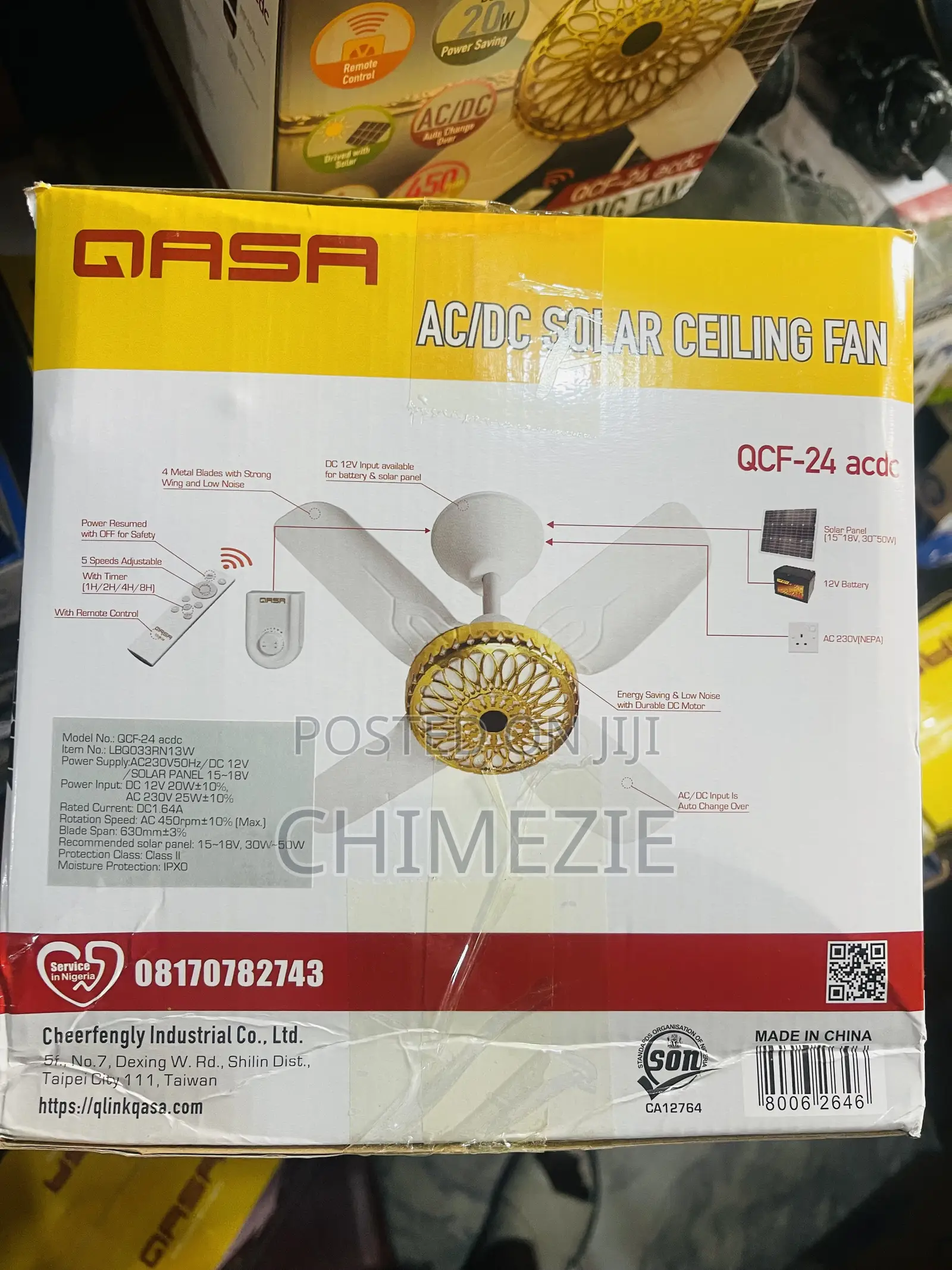 Qasa 24-Inch Ac/Dc Solar Ceiling Fan