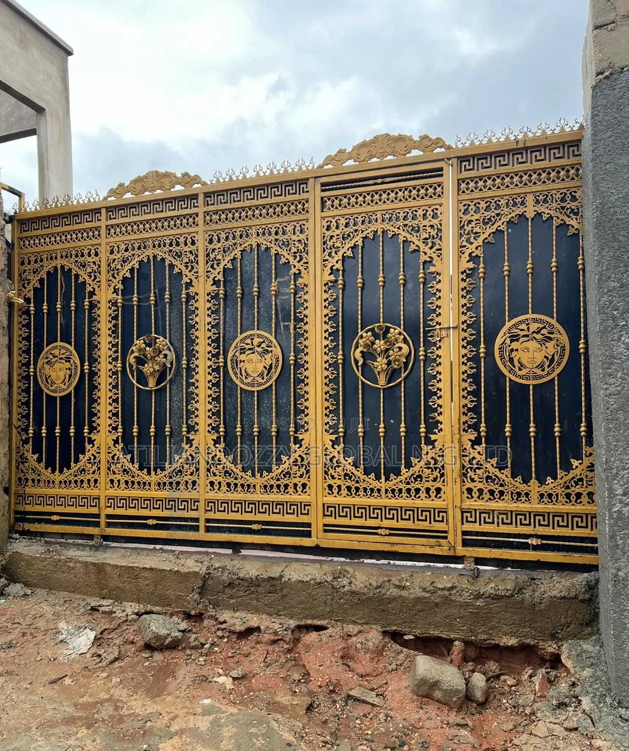 Wrought Iron Sliding Gate Gold
