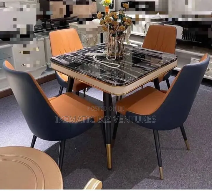 Unique Marble Dinning Table With 4 Chairs