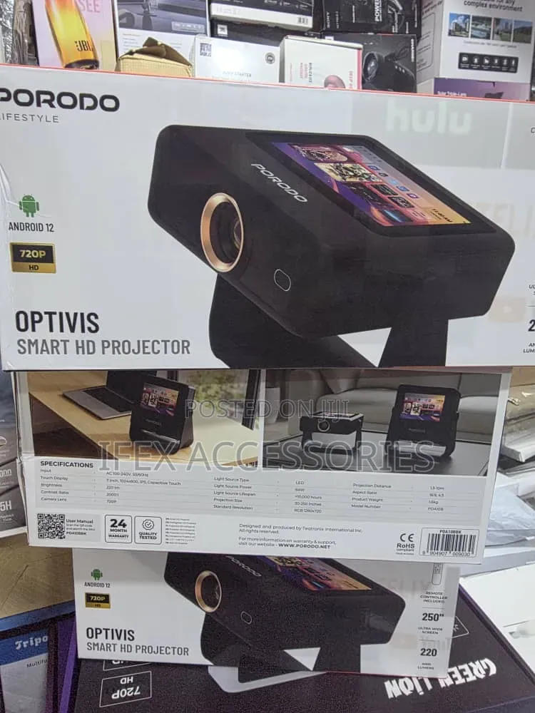 Porodo Lifestyle Optivis Smart Hd Projector