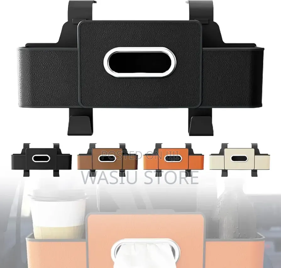 3-in-1 Car Backseat Organizer With Cup Holder, Tissue Box, Trash Bin