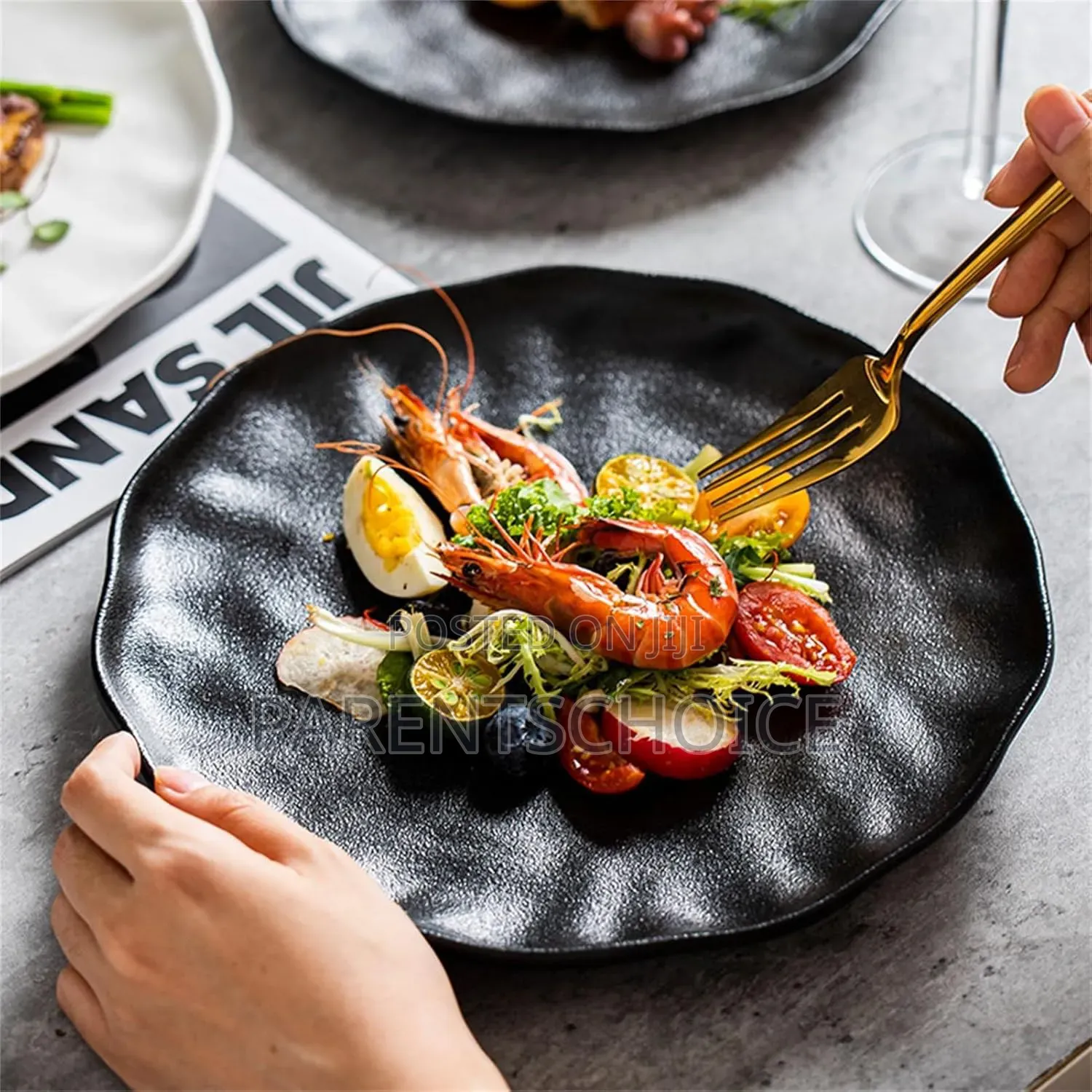 Melamine Designer Rock Round Plate - 12pcs