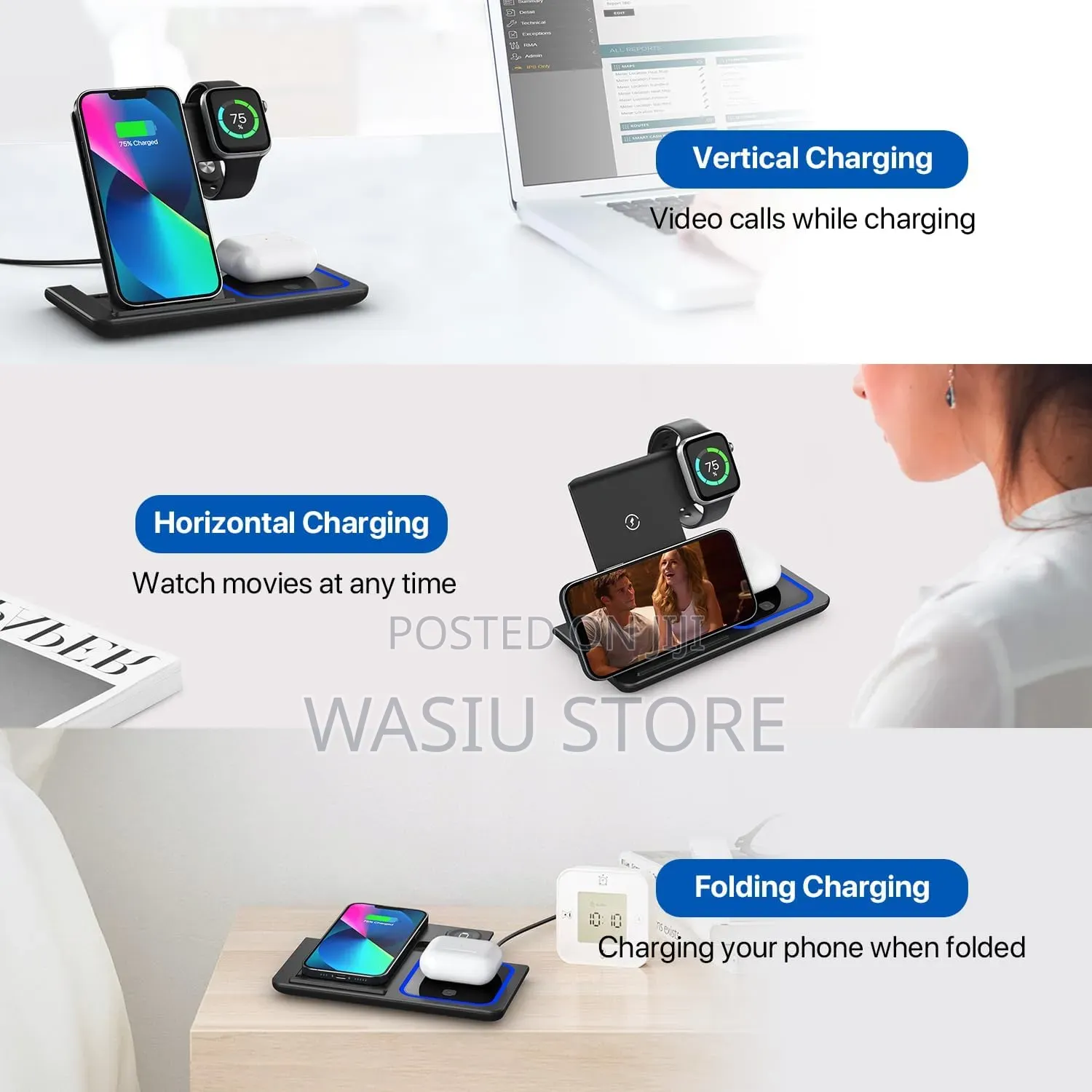3-in-1 Foldable Wireless Charger Station