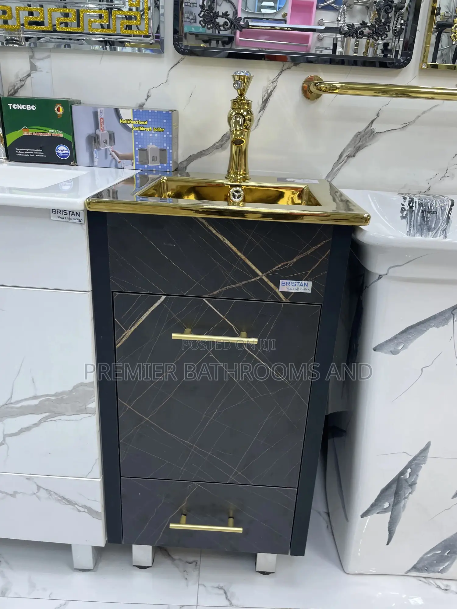 Gold Standing Cabinet With Tap