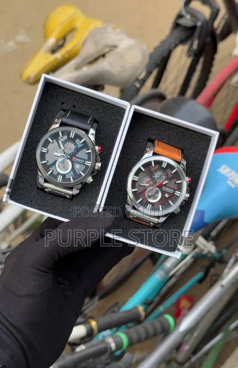 Curren Chronograph Watch Quality "Leather" Strap Watches for-Men 
