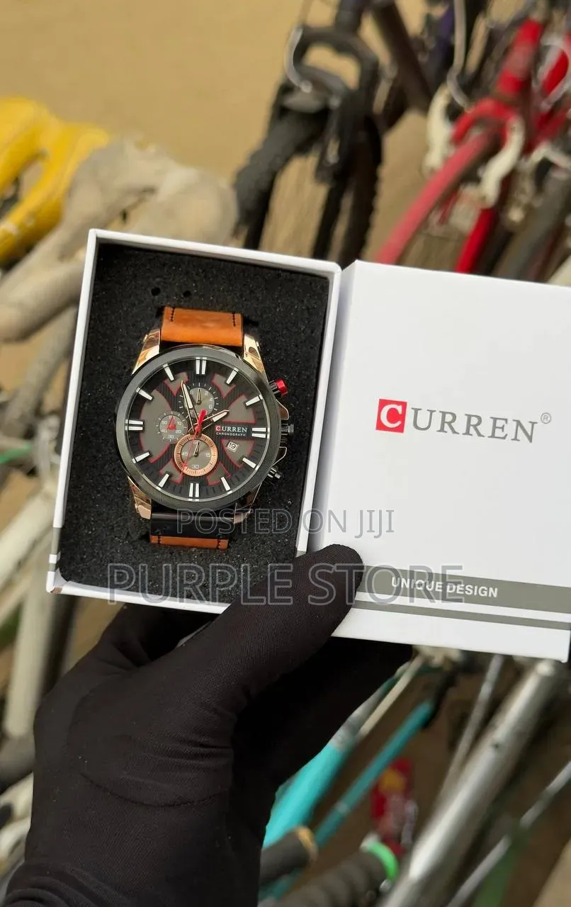 Curren Chronograph Watch Quality "Leather" Strap Watches for-Men 