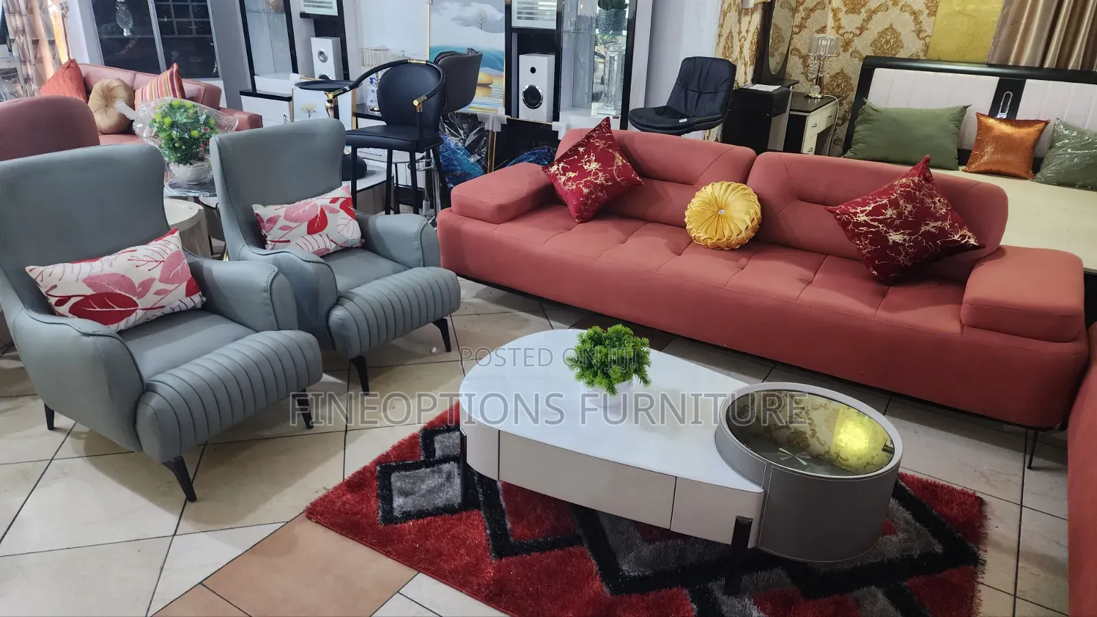 Crimson Velvet Contemporary Sofa