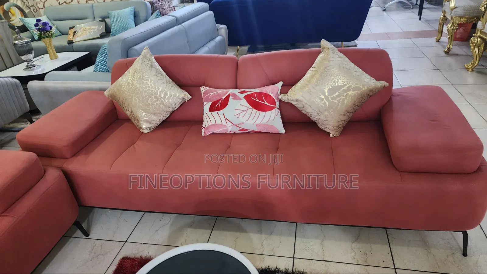 Crimson Velvet Contemporary Sofa