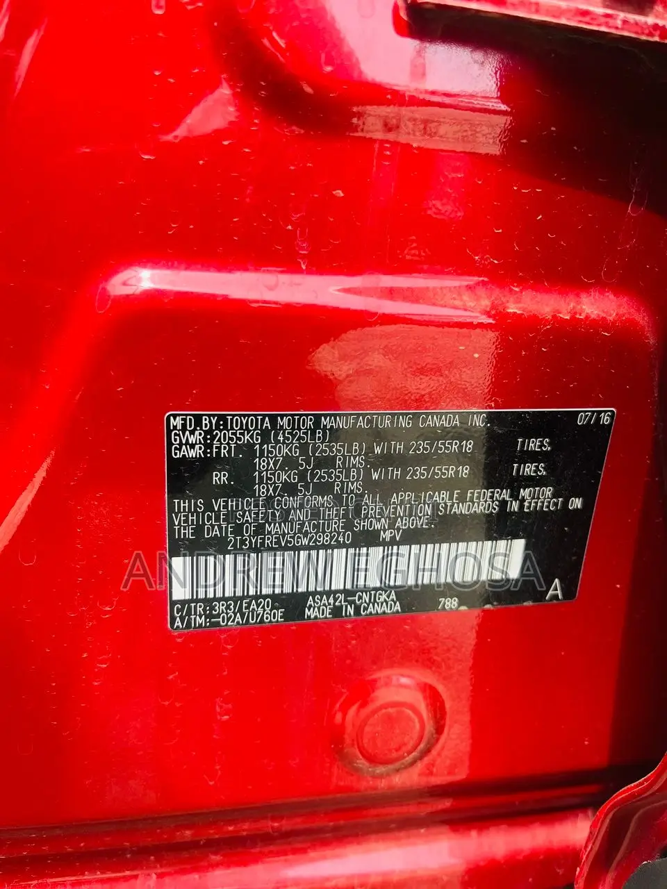 Toyota RAV4 2016 Red