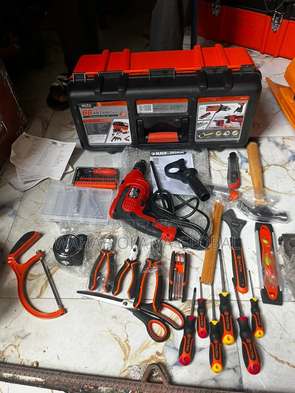 Tactix 66pcs Household Tool Set With 550w Impact Drill Box